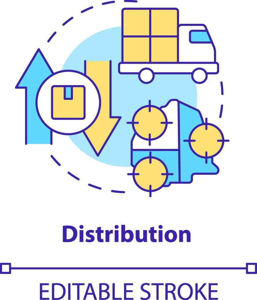 Distribution concept icon. Logistic service. Element of supply chain management abstract idea thin line illustration. Isolated outline drawing. Editable stroke vector