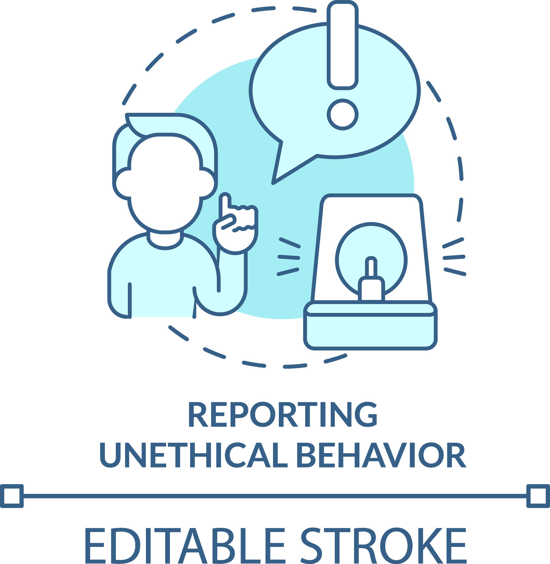 Reporting behavior turquoise concept icon. Ethics in customer