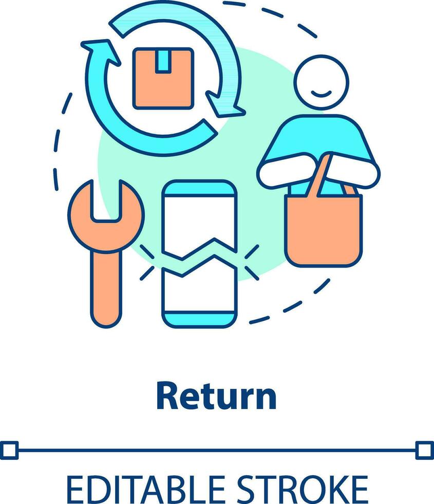 Return concept icon. Reverse logistics. Component of supply chain management abstract idea thin line illustration. Isolated outline drawing. Editable stroke vector