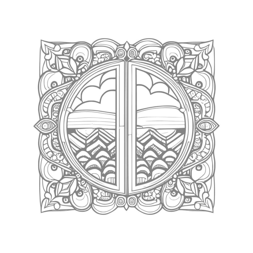 Window coloring book vector