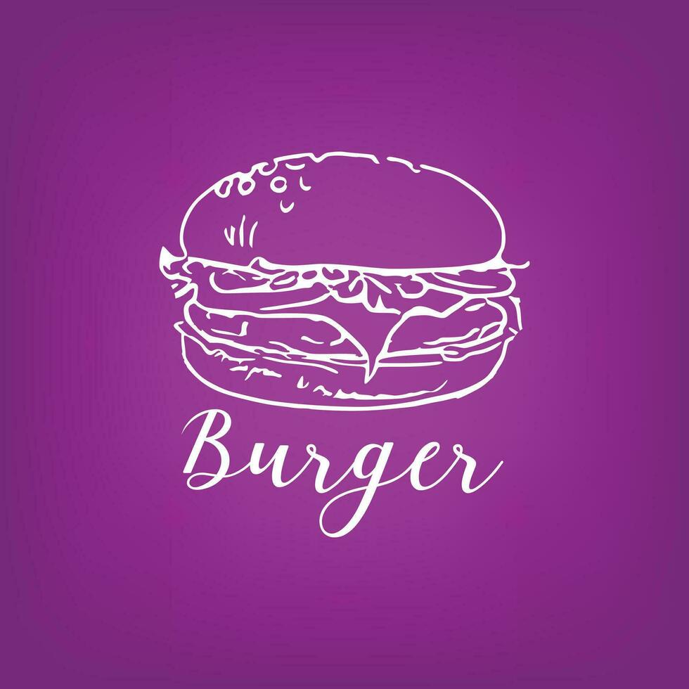 Line art burger vector illustration.