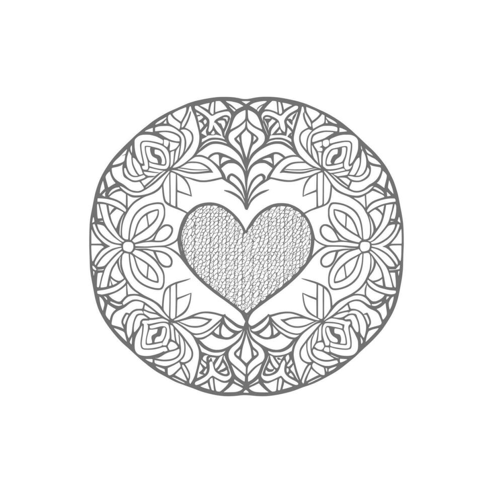 Flower with frame in shape of heart. decoration in ethnic oriental vector