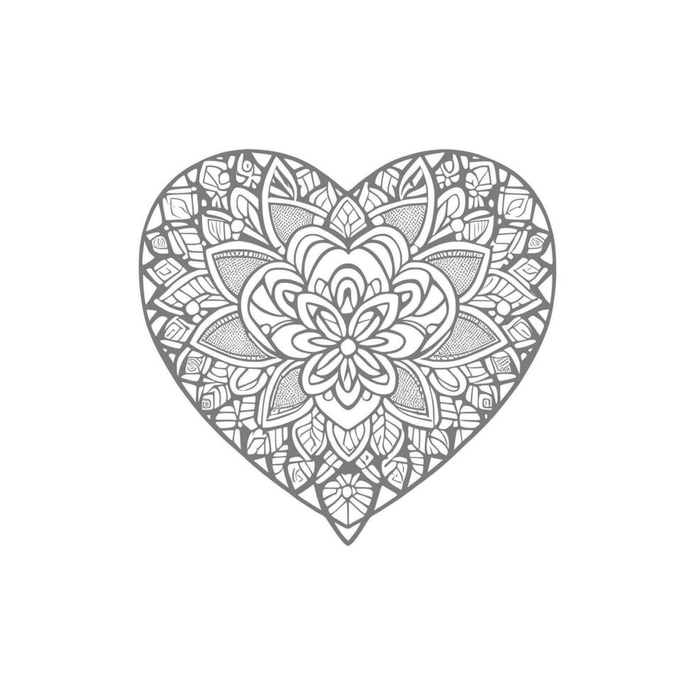 Flower with frame in shape of heart. decoration in ethnic oriental vector