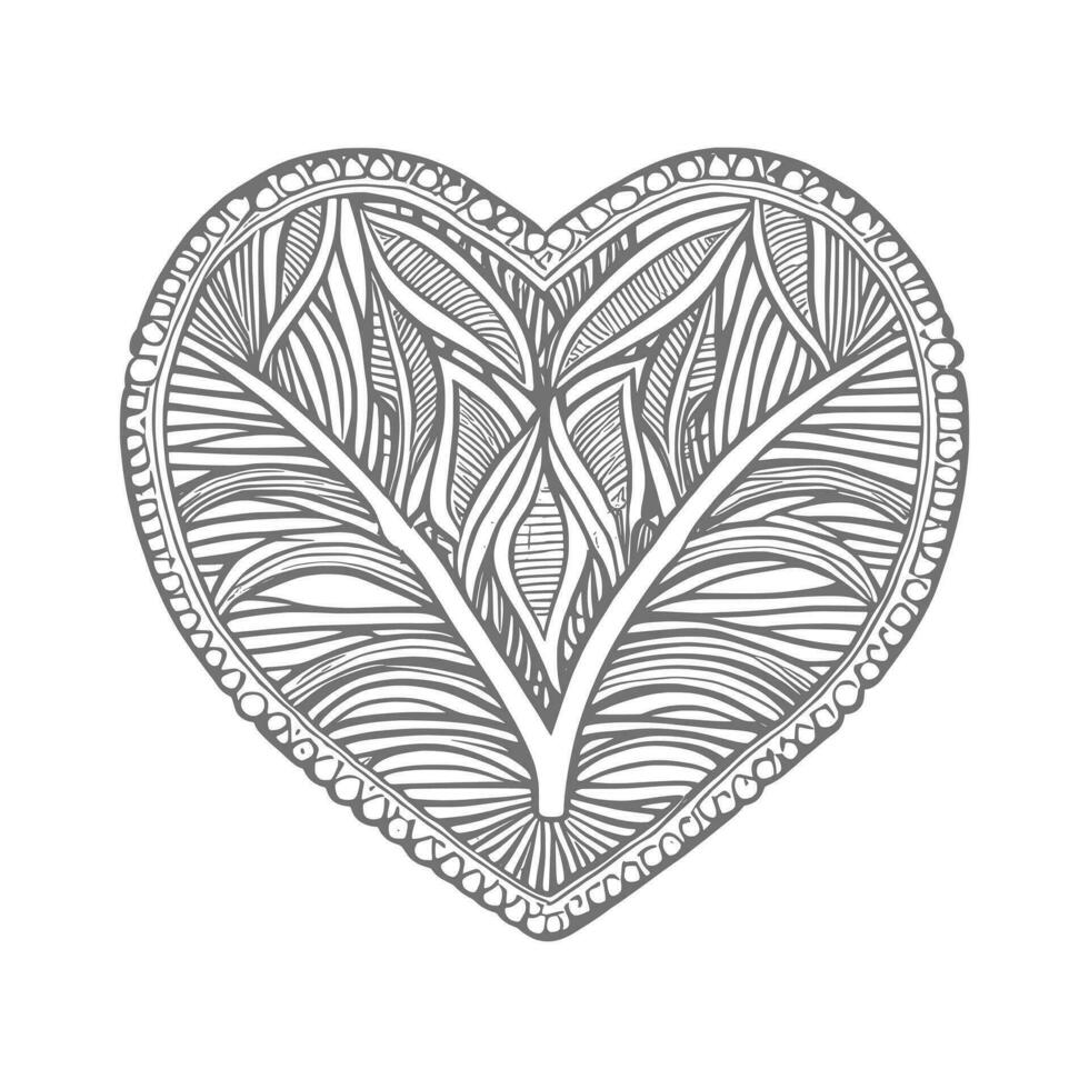 Flower with frame in shape of heart. decoration in ethnic oriental vector