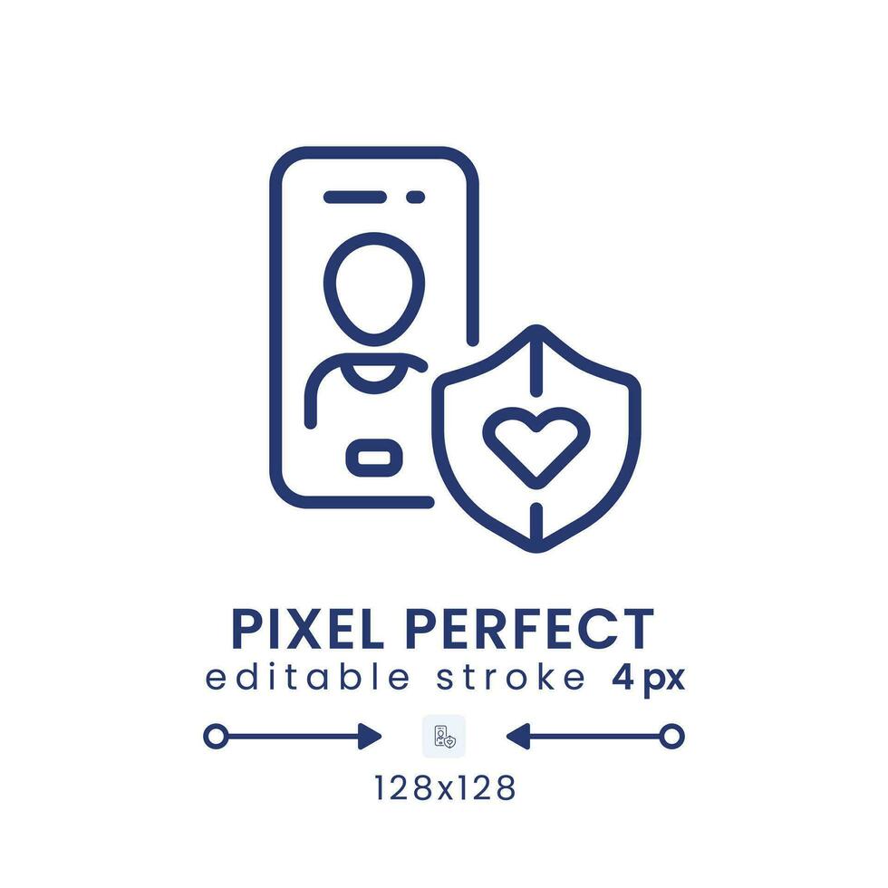 Personal Safety app linear desktop icon. Prevent violence. Private security. Pixel perfect 128x128, outline 4px. GUI, UX design. Isolated user interface element for website. Editable stroke vector