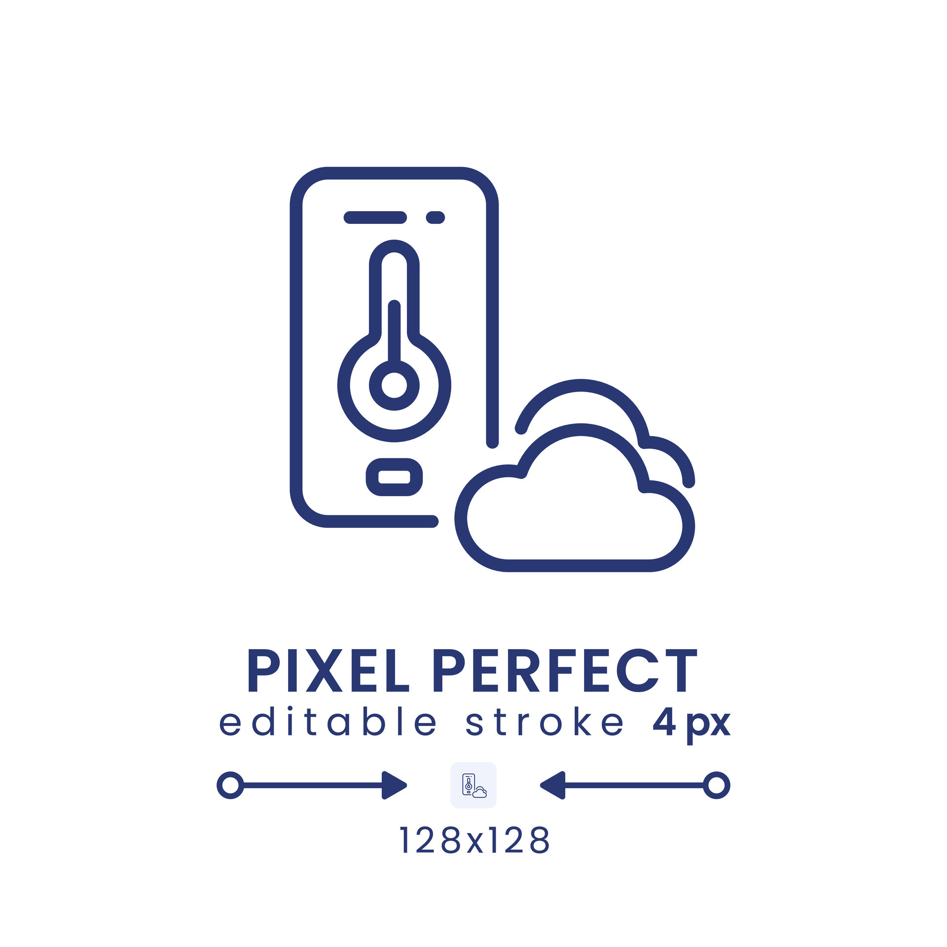 Weather app linear desktop icon. Meteorological forecast. Atmosphere conditions. Pixel perfect