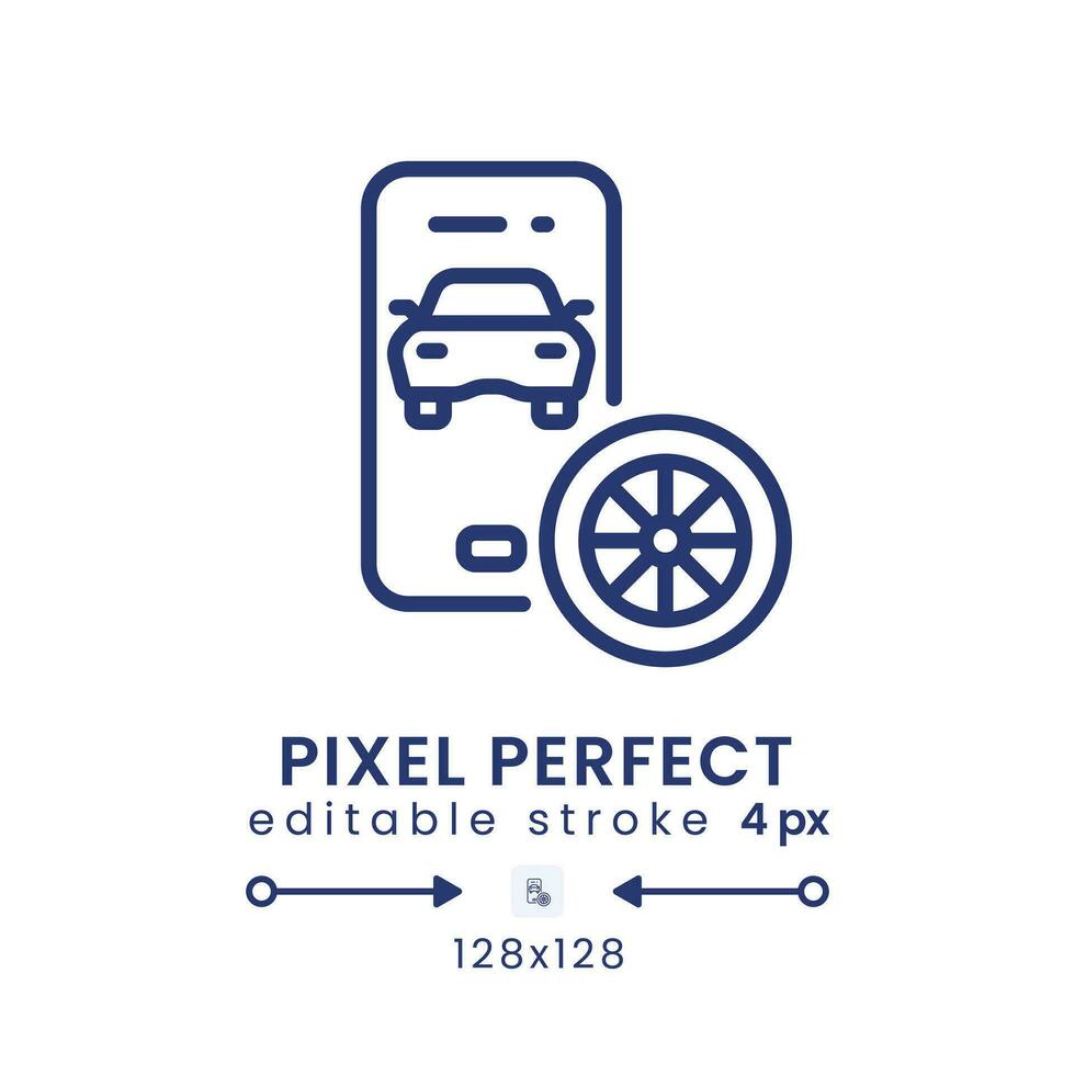 Automotive app linear desktop icon. Car service. Vehicle maintenance. Auto dealer. Pixel perfect 128x128, outline 4px. GUI, UX design. Isolated user interface element for website. Editable stroke vector