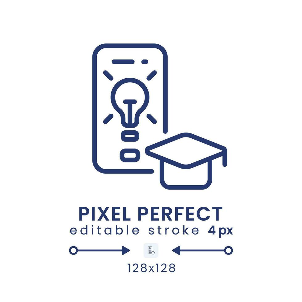 Education app linear desktop icon. Exam preparation. E-learning platform. Pixel perfect 128x128, outline 4px. GUI, UX design. Isolated user interface element for website. Editable stroke vector