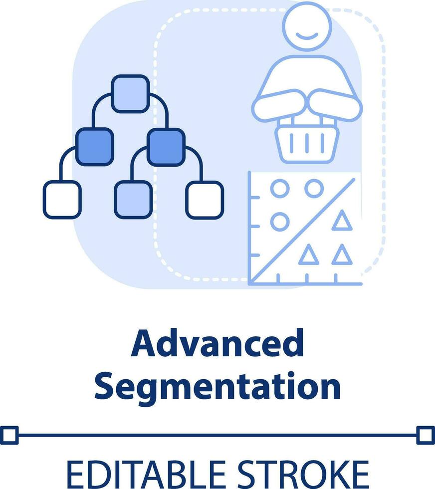 Advanced segmentation light blue concept icon. Customer engagement platform feature abstract idea thin line illustration. Isolated outline drawing. Editable stroke vector