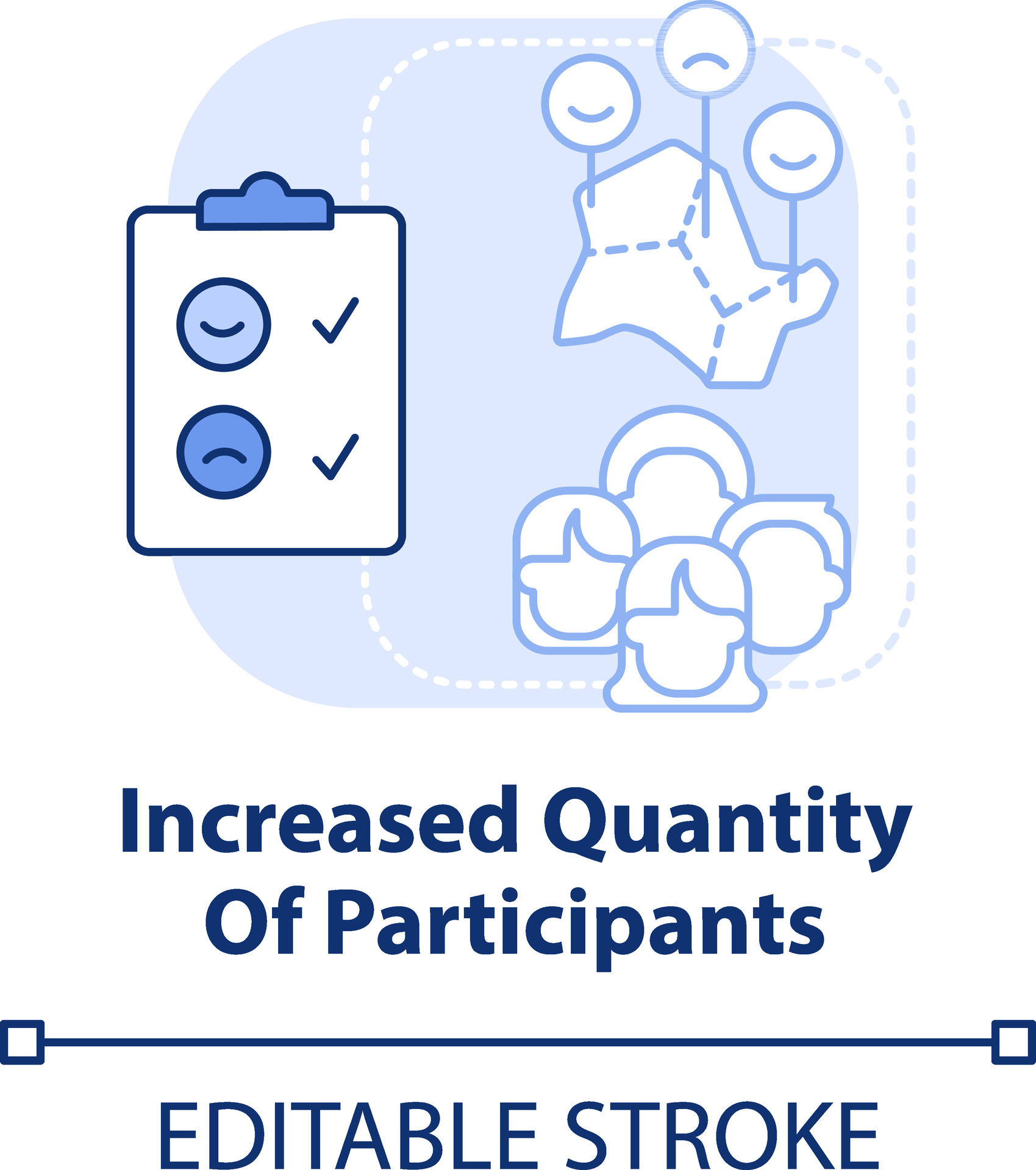Increased quantity of participants light blue concept icon. Digital