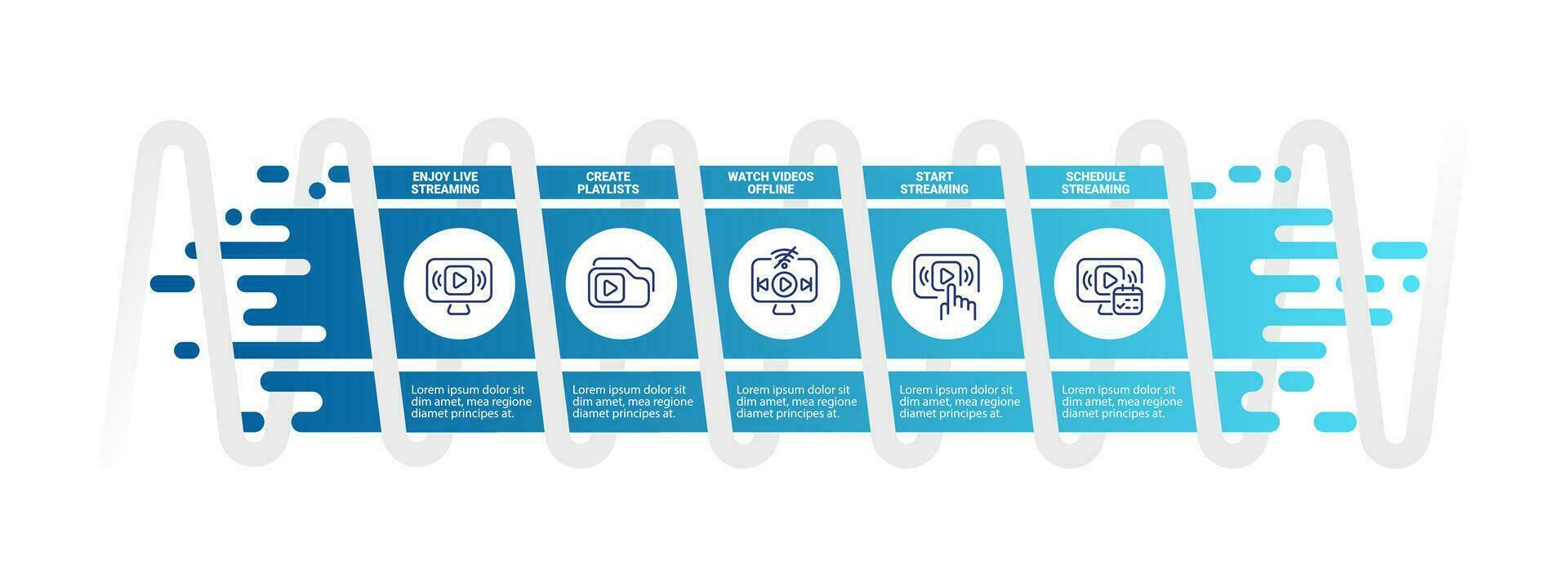 Streaming service infographic chart design template. Live TV. Online entertainment. Editable infochart with icons. Instructional graphics with step sequence. Visual data presentation vector