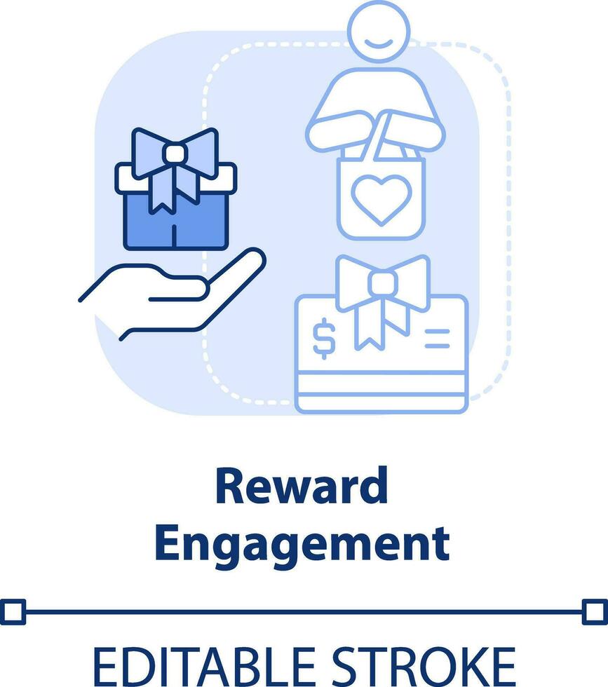 Reward engagement light blue concept icon. Client engagement strategy abstract idea thin line illustration. Isolated outline drawing. Editable stroke vector