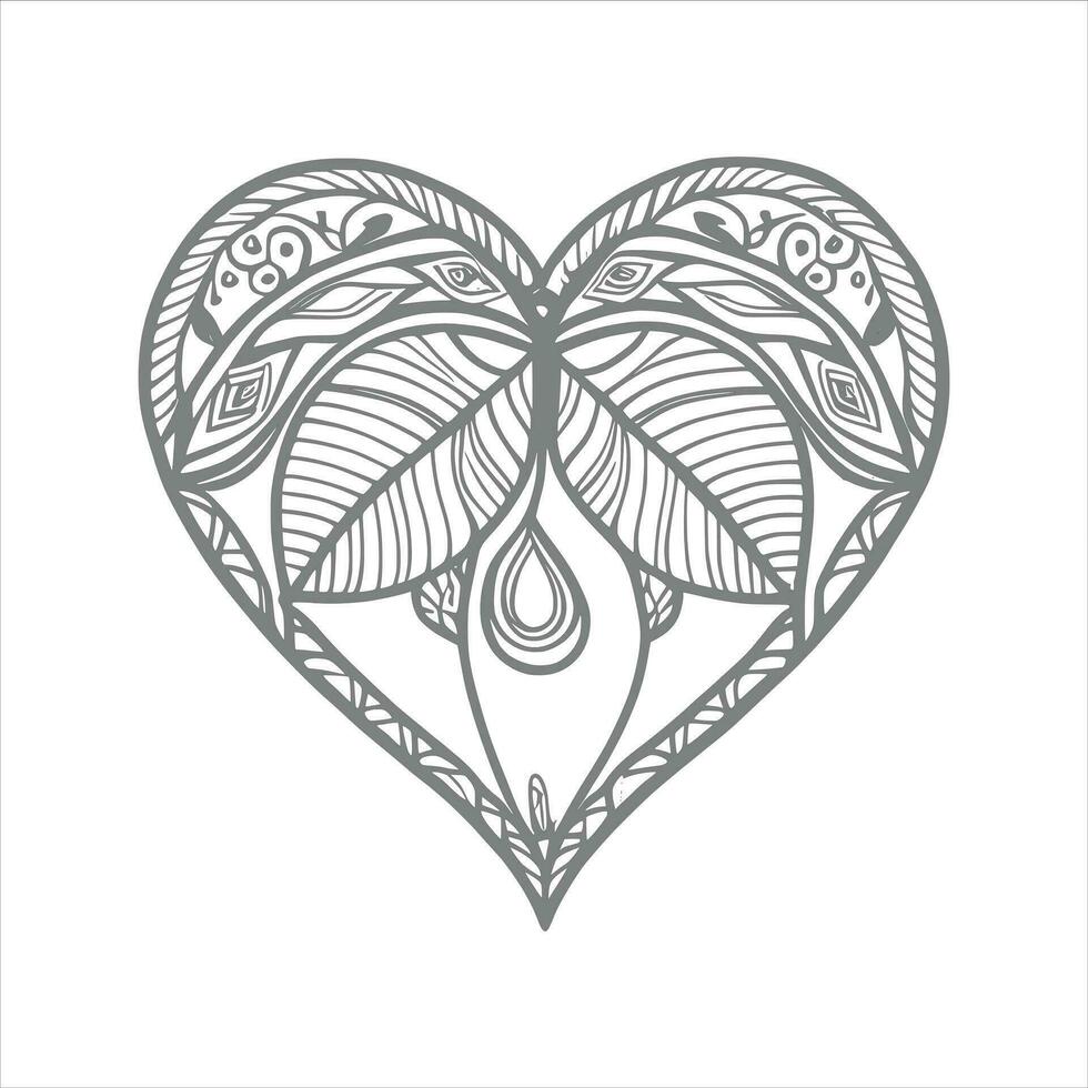Flower with frame in shape of heart. decoration in ethnic oriental vector