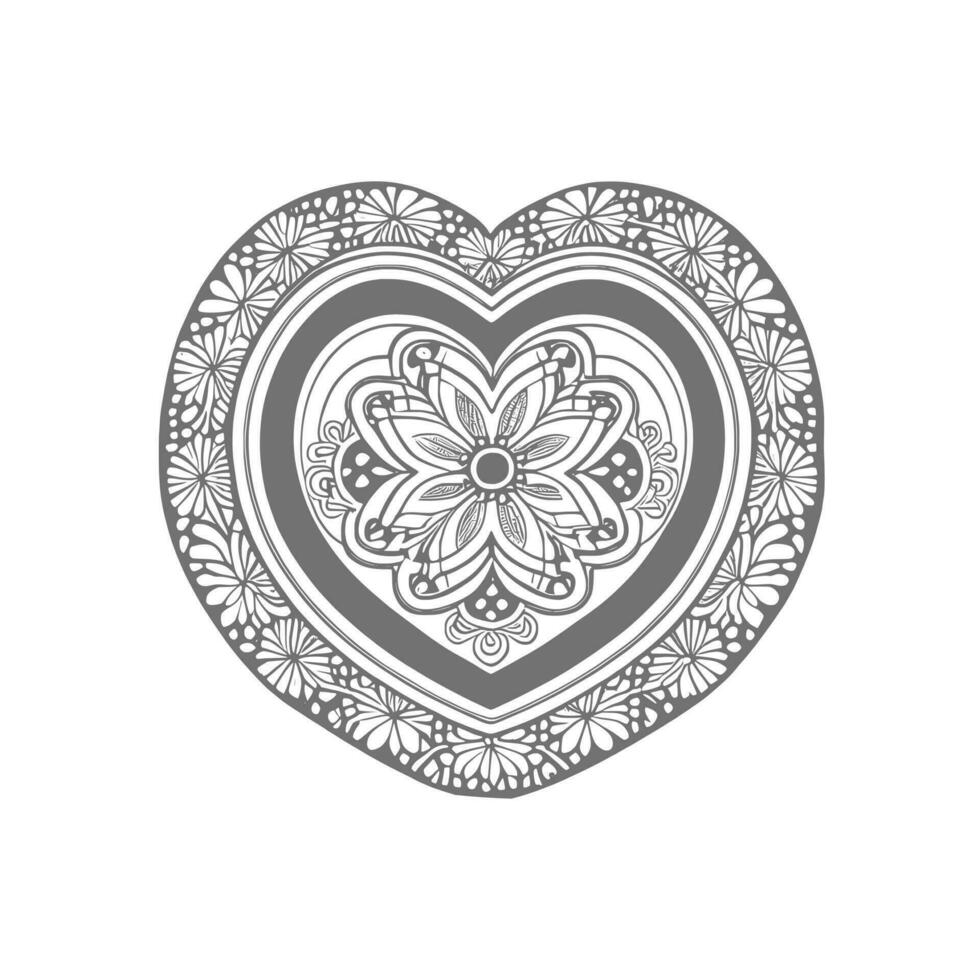 Flower with frame in shape of heart. decoration in ethnic oriental vector