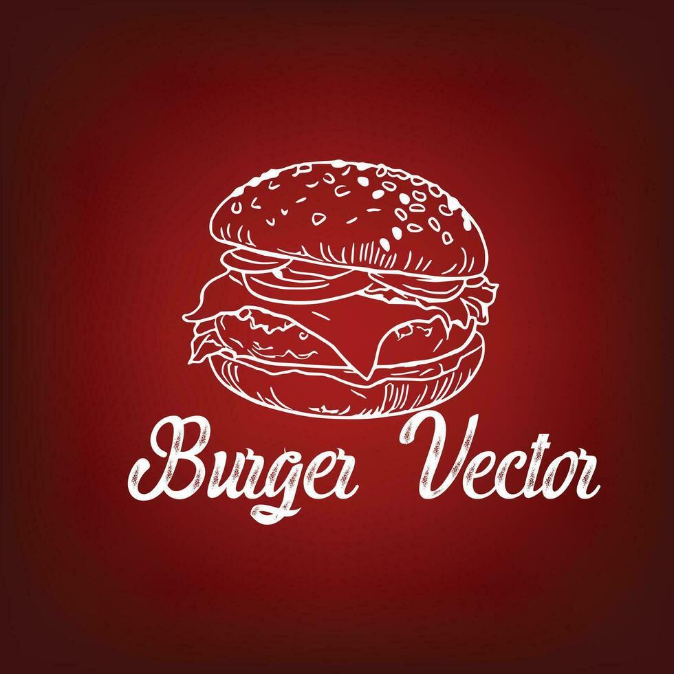 línea Arte hamburguesa vector ilustración.