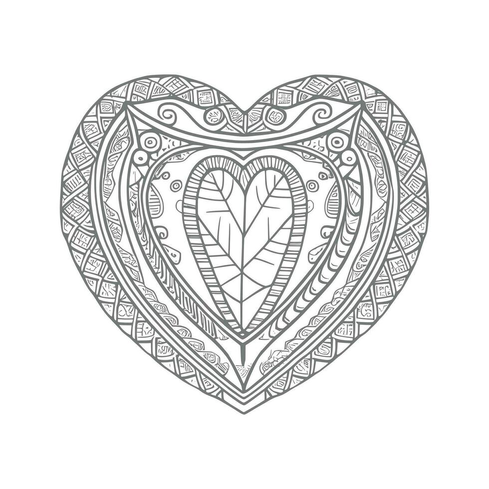 Flower with frame in shape of heart. decoration in ethnic oriental vector