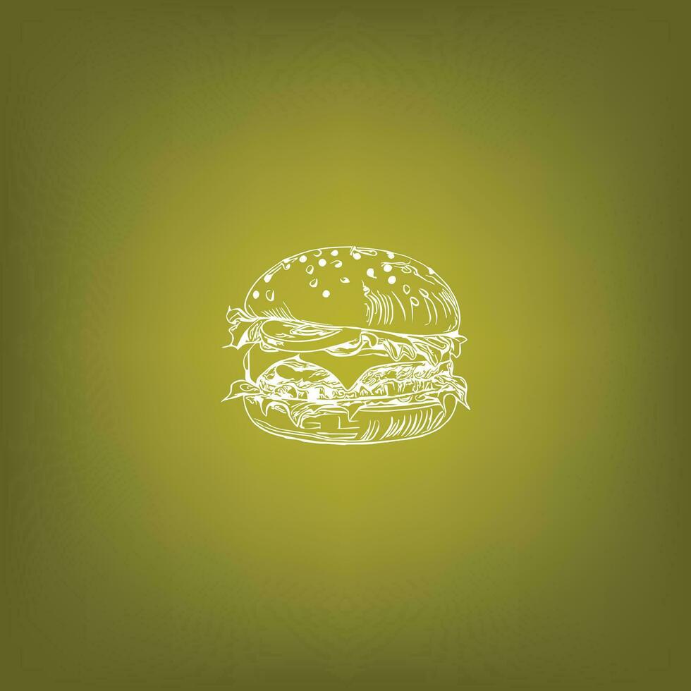 Line art burger vector illustration.