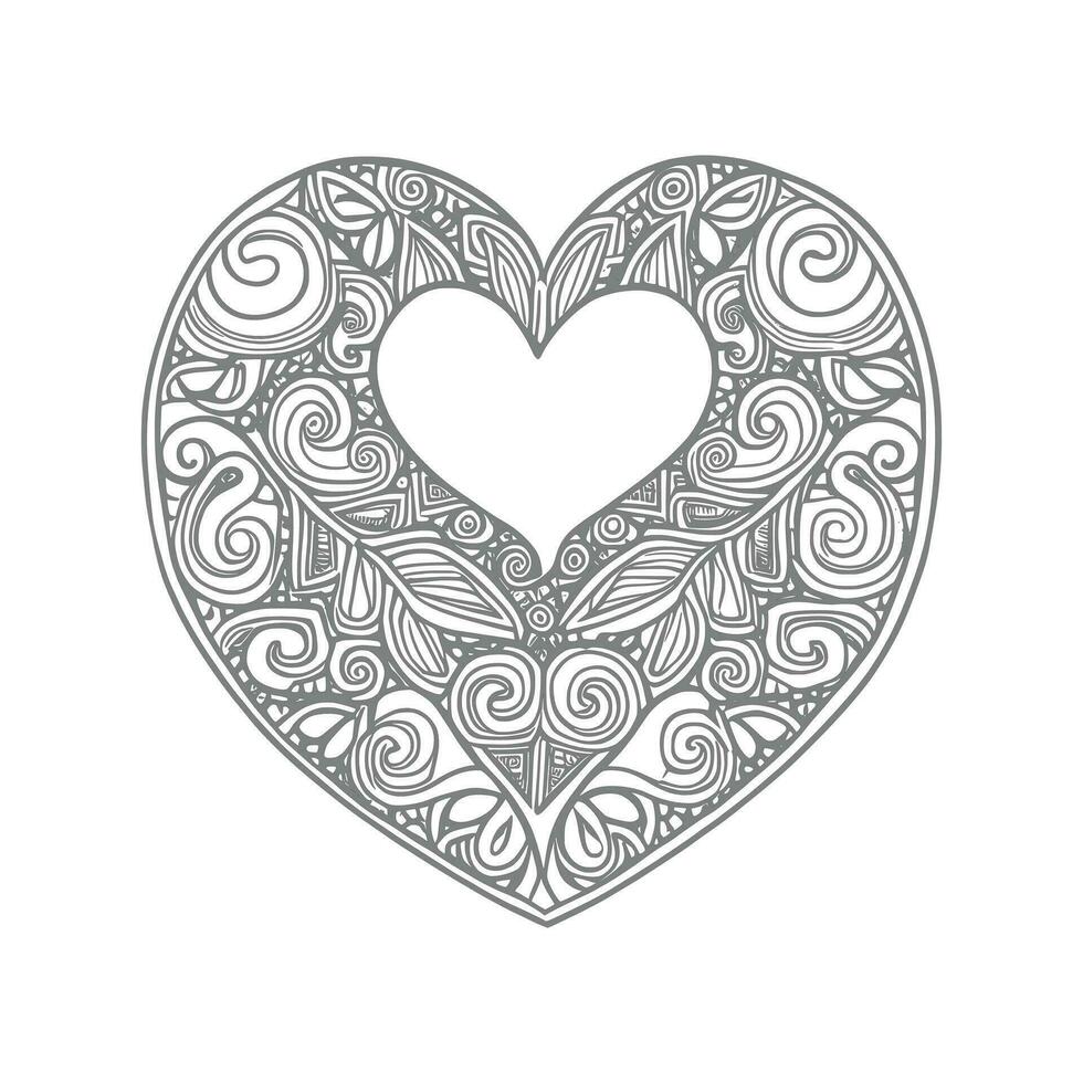 Flower with frame in shape of heart. decoration in ethnic oriental vector