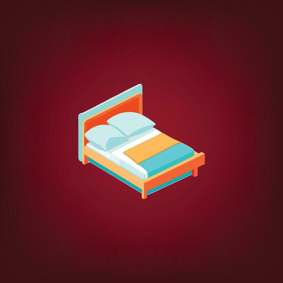 Bed vector isometric view.