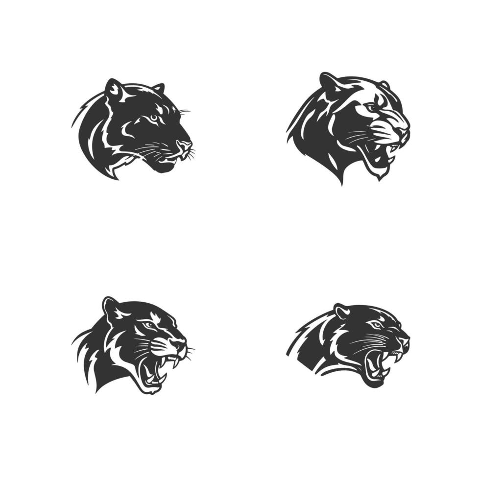 A set of black panther illustrations logo designs, t-shirts, emblems, badges, embroidery and other print designs vector
