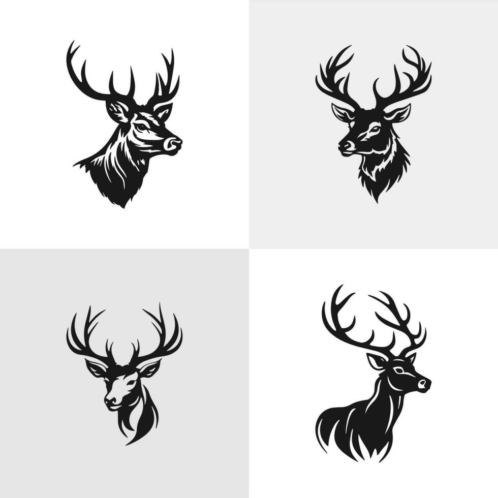 Deer logo silhouette vector icon design horns or antler