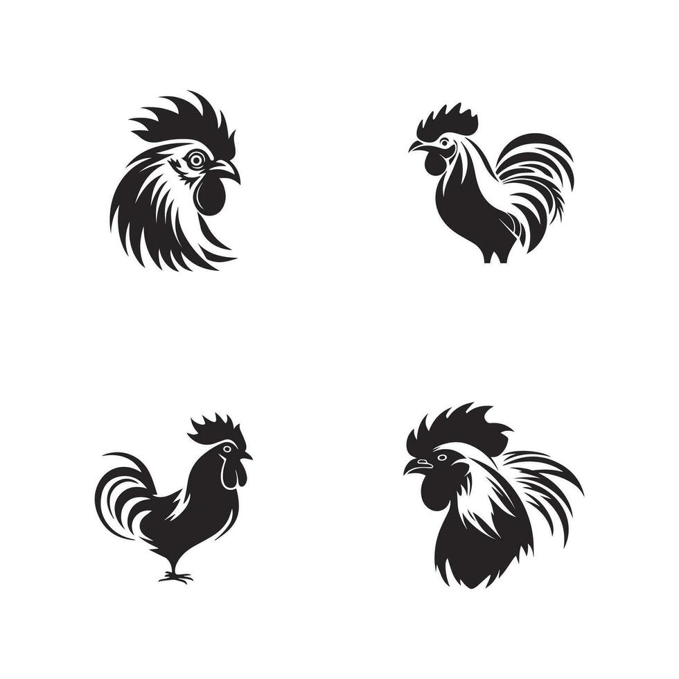 gallo logo icono o polla íconos conjunto vector