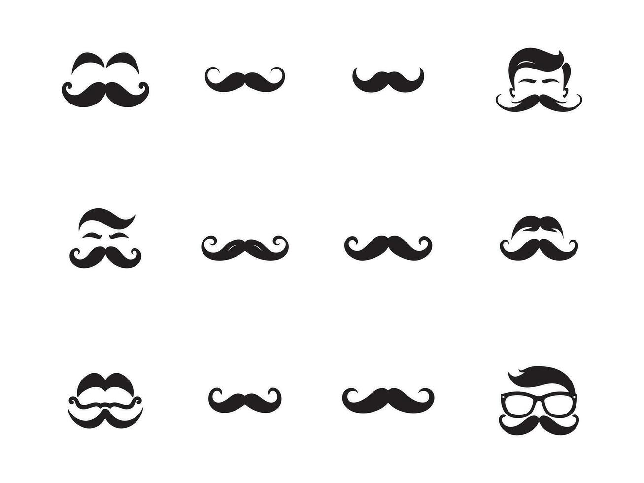 mustache set logo vector icon of mustache