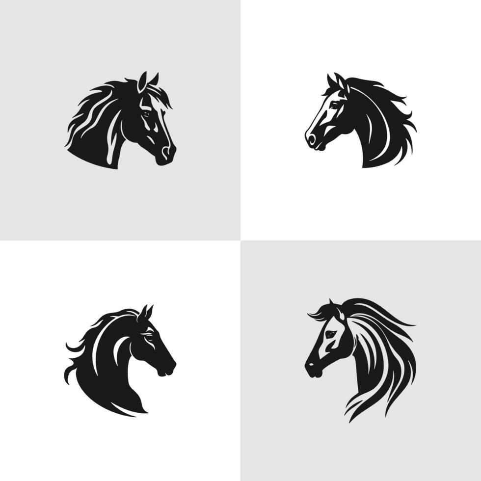 Horse Logo Set. Stallion Premium Vector Design Illustration