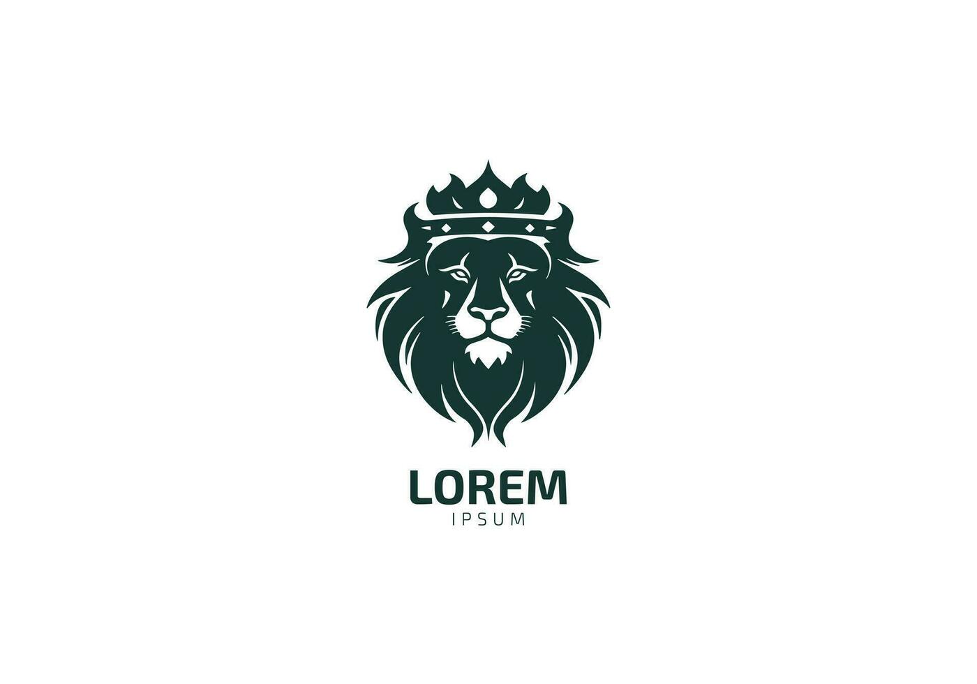 león cabeza logo diseño modelo icono vector con corona