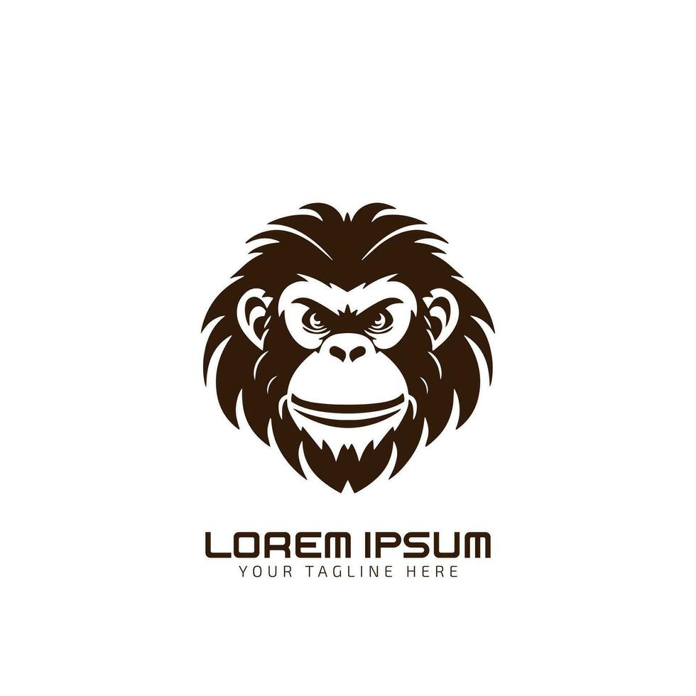 gorilla, chimpanzee or Monkey Face Logo. Vector Icon