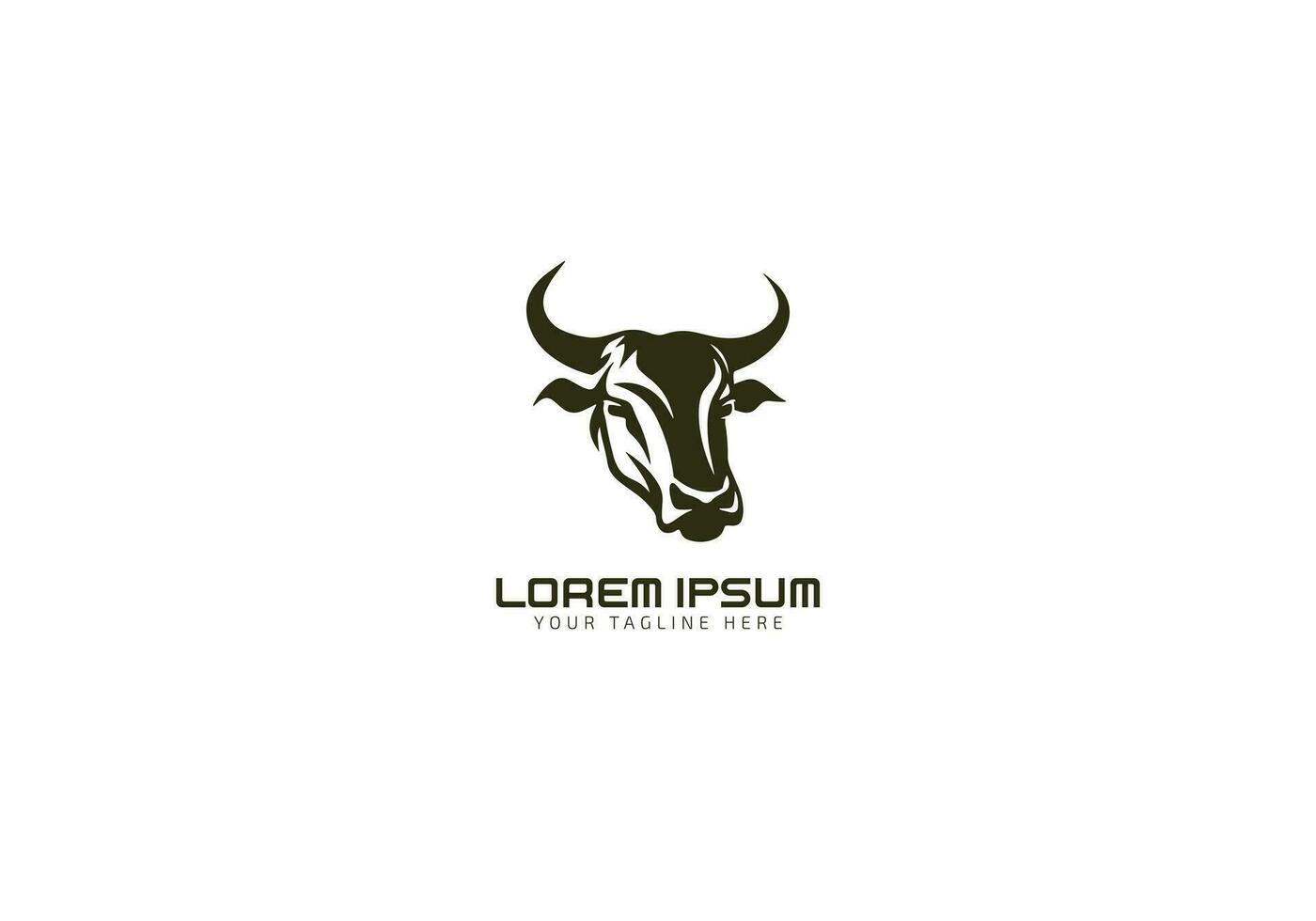 Bull face logo of cow head silhouette clip art vector. animal icon bulls symbol vector