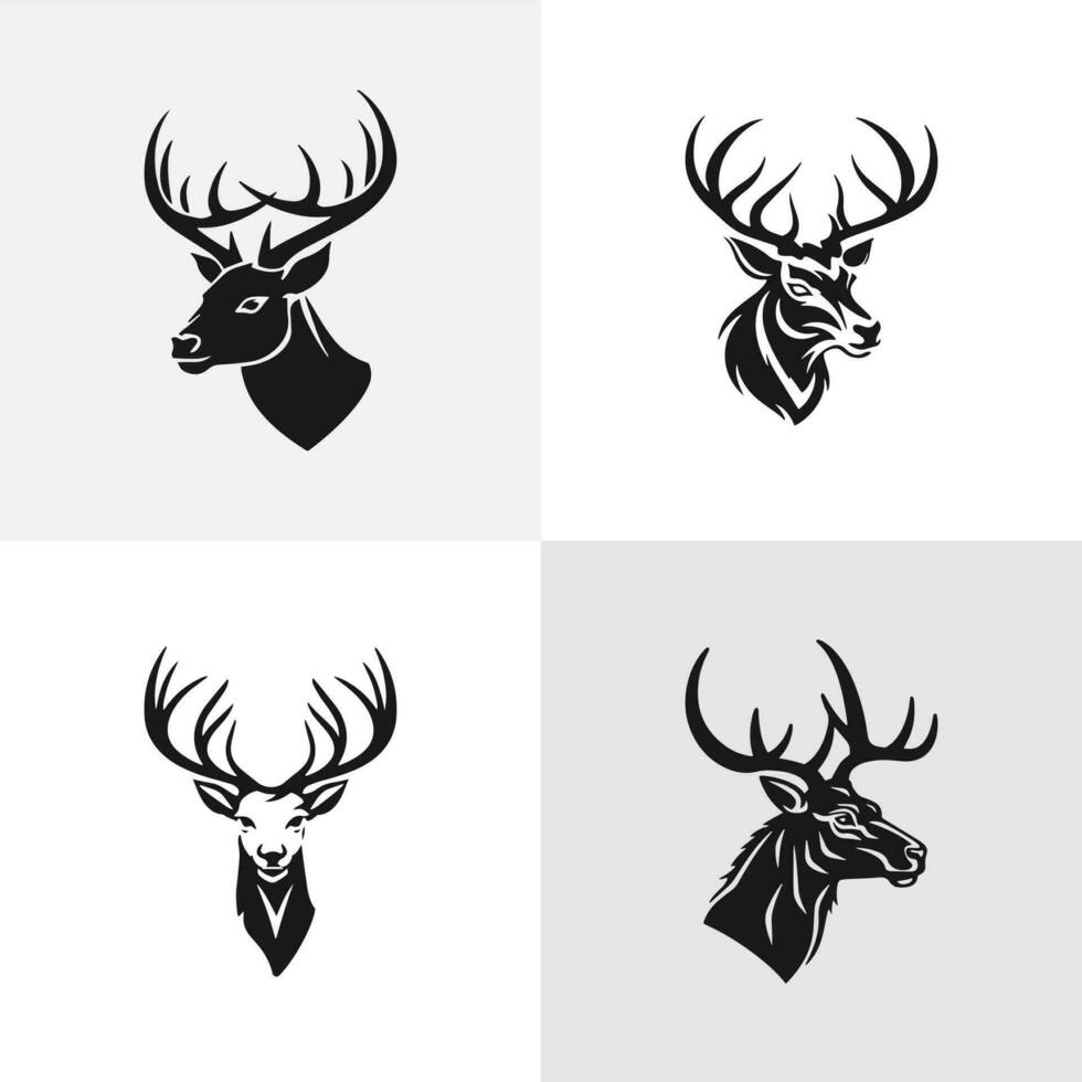 Vector Set of Dappled Deer Silhouettes icons