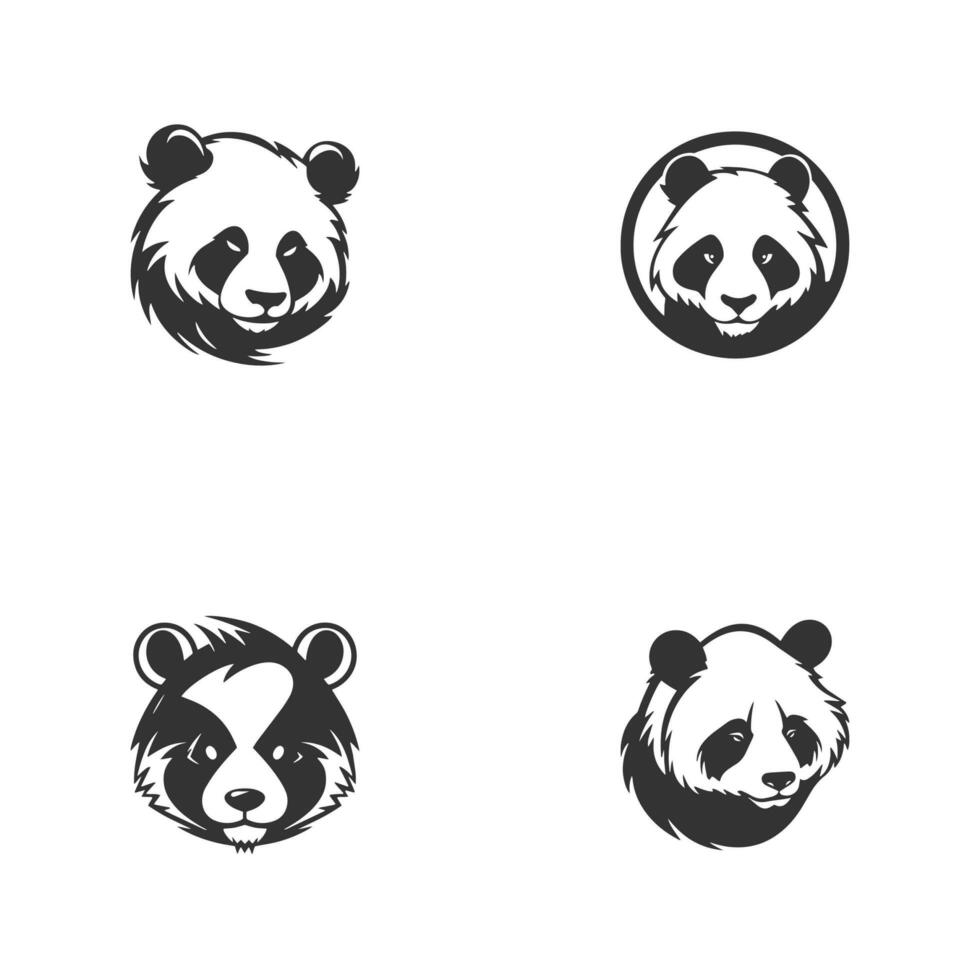 Graphical set of bears on black,bear and panda vector elements.Design,tattoo and logo