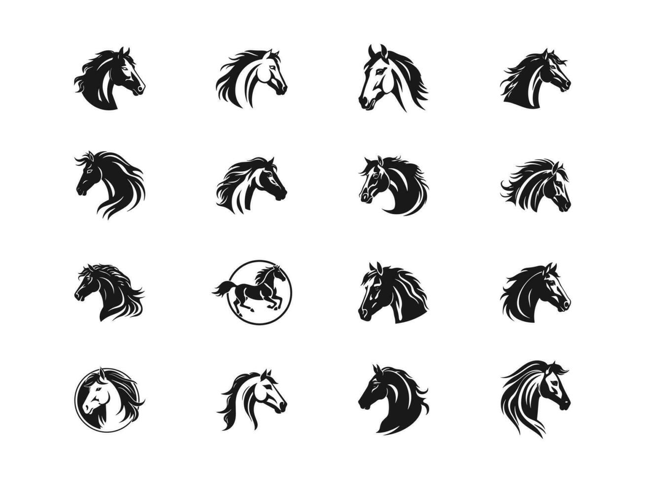 Beauty Horse Ranch Stable Stallion set Logo design vector icon template