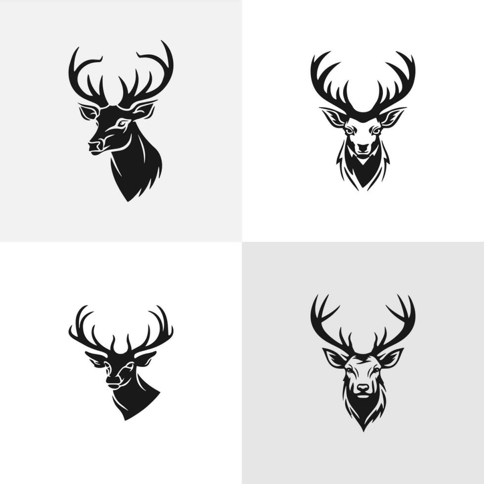 deer head with antlers. a set of four pieces vector