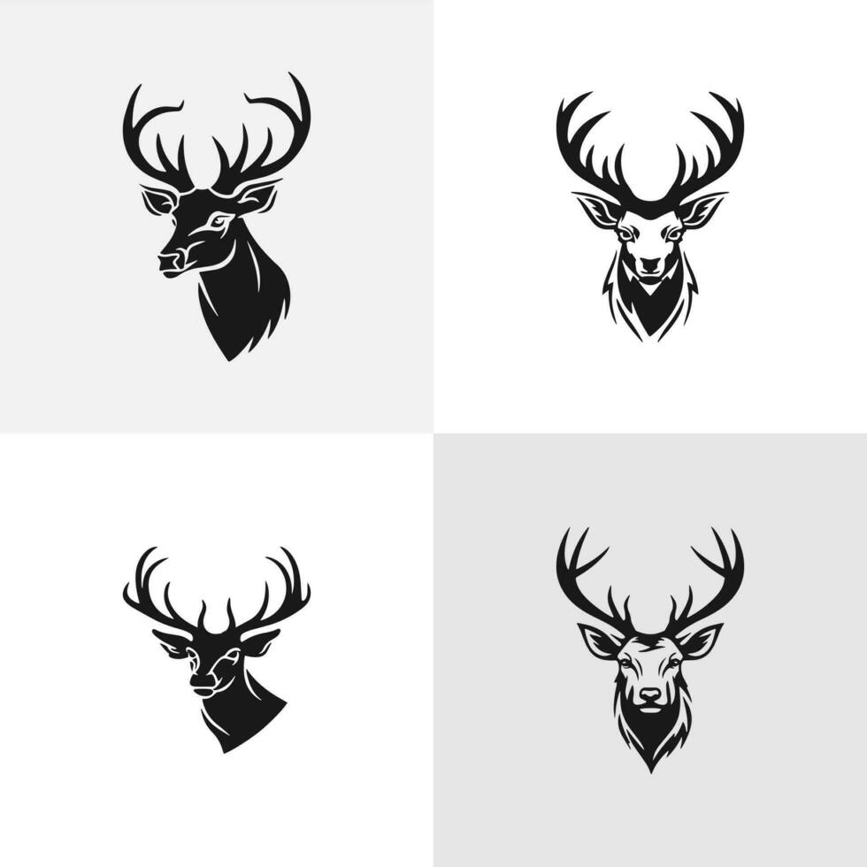 deer head with antlers. a set of four pieces vector