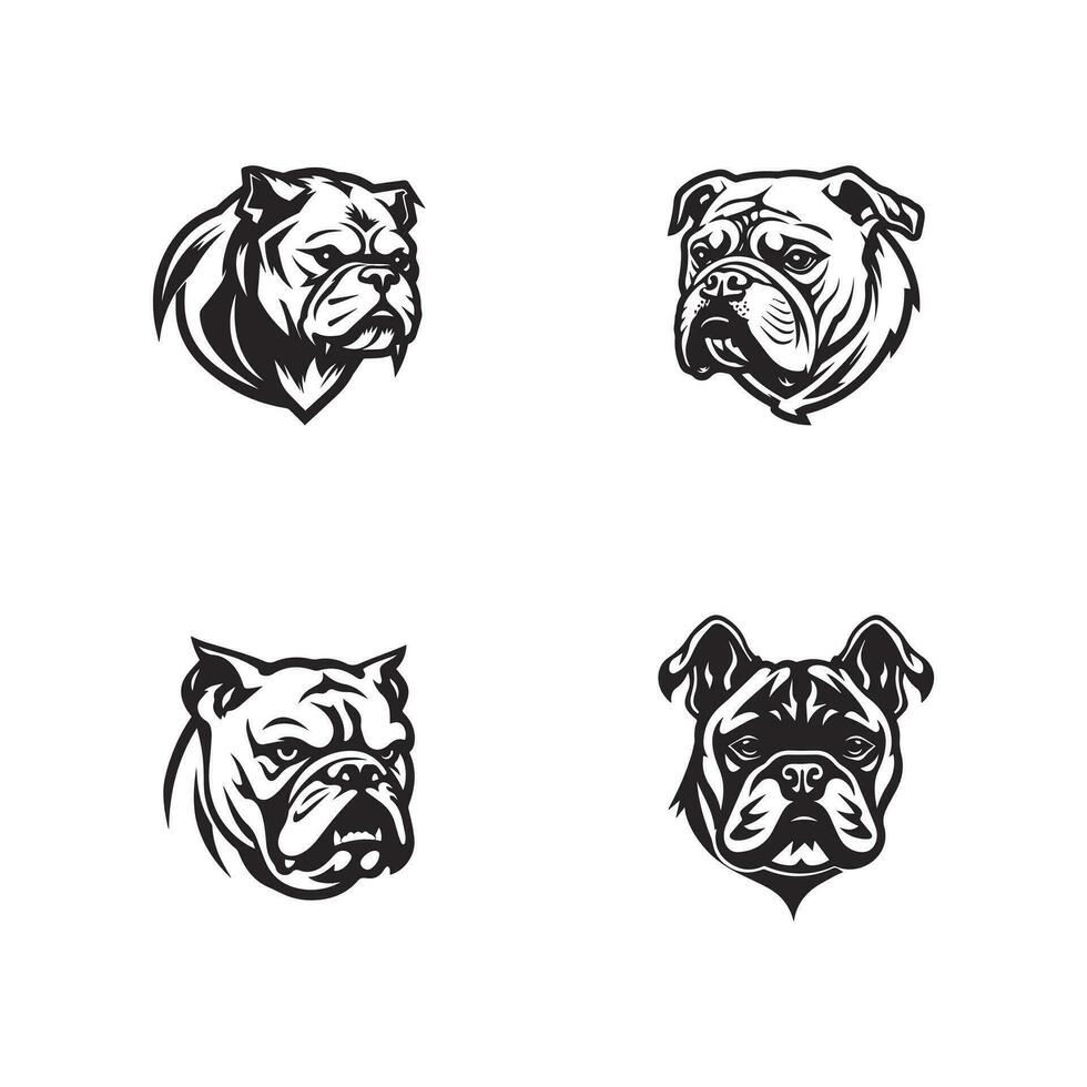 Bull dog Icons set logo vector template