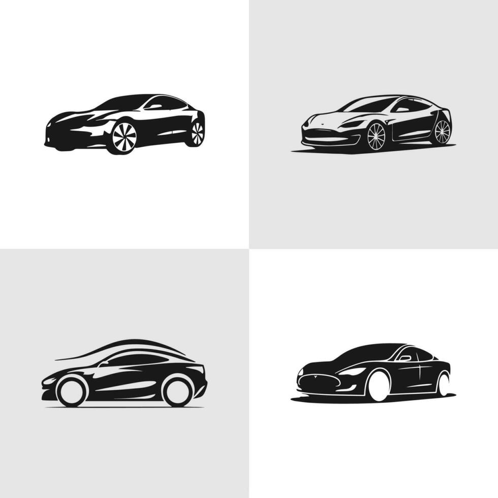 conjunto de cuatro deporte carros logo, ilustración en blanco antecedentes. arrastrar carreras, Afinación, motor deporte vector