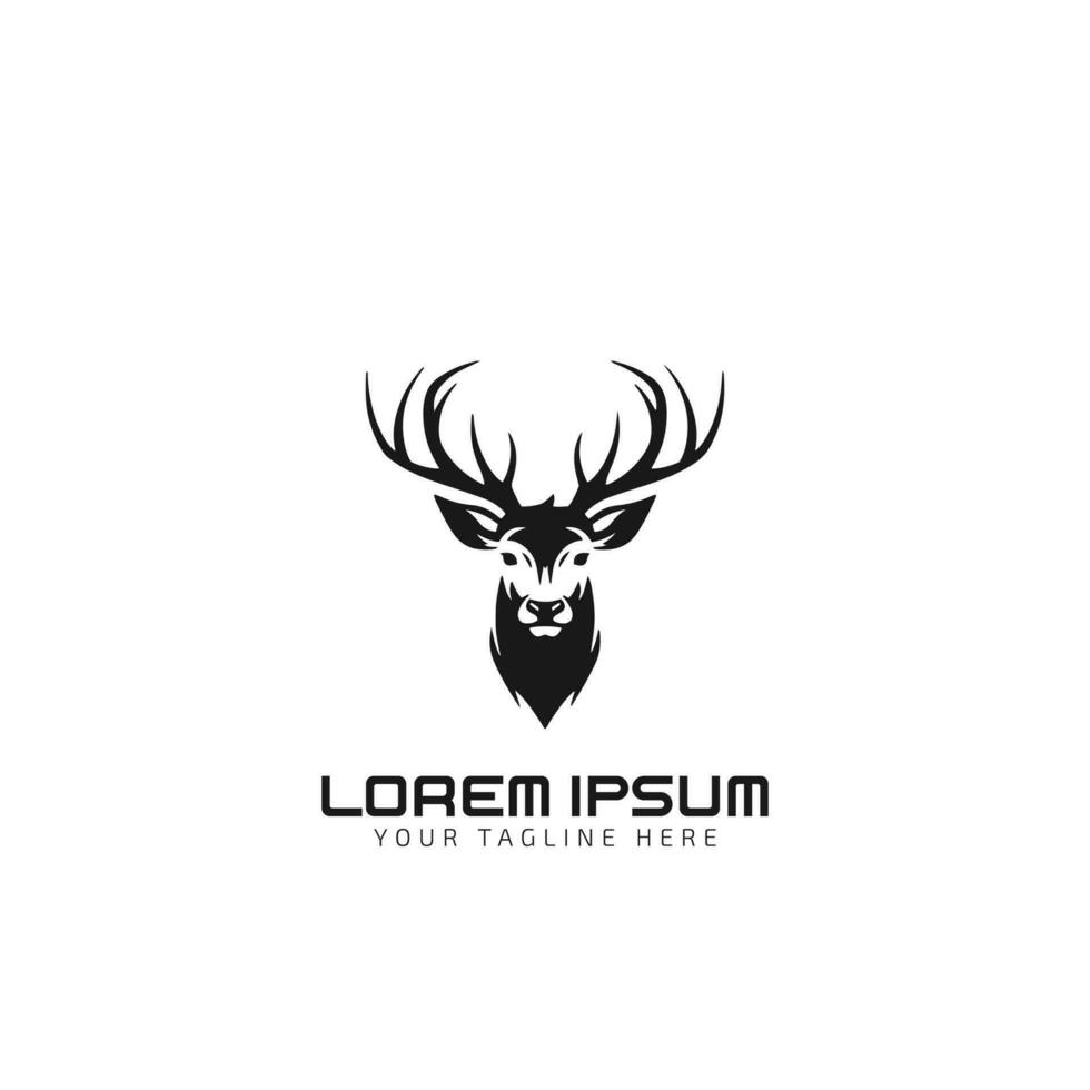 deer  with horns minimal logo silhouette vector icon on white background