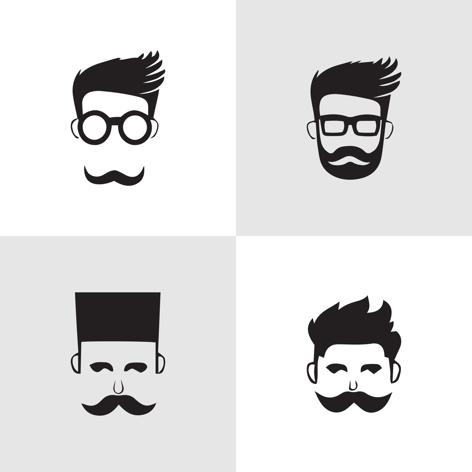 Man beard and mustache logo set of man 24847840 Vector Art at Vecteezy