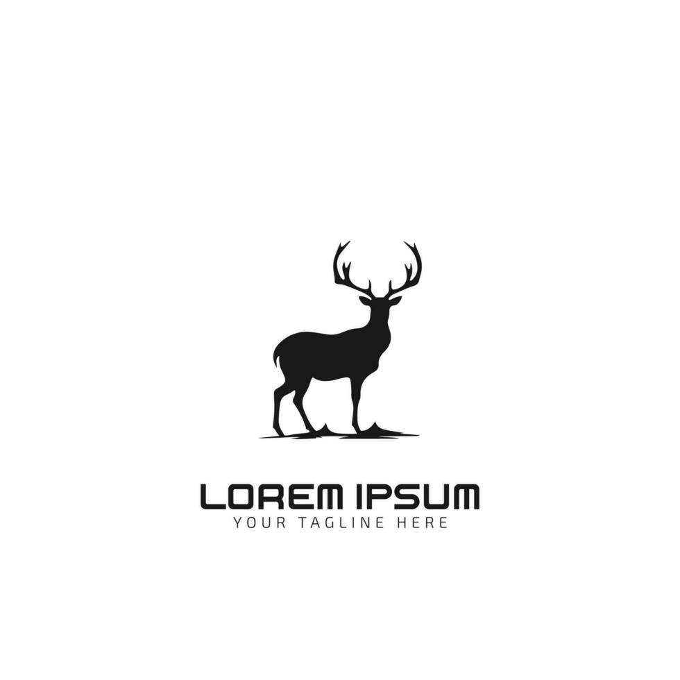 standing deer with horns minimal logo silhouette vector icon