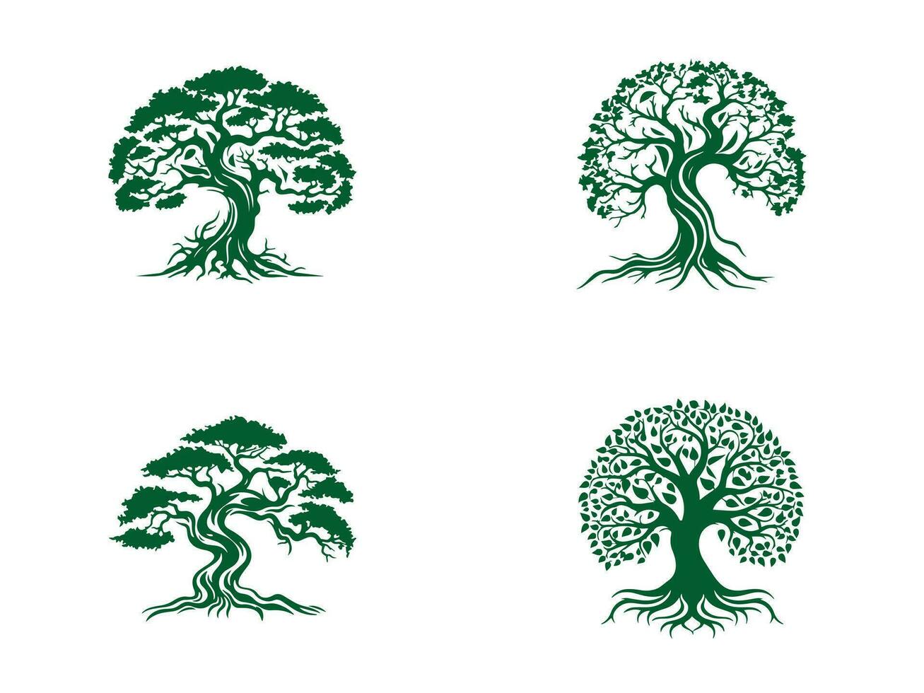 árbol logo vector ilustración, árbol logo plantilla, árbol vector, árbol conjunto icono