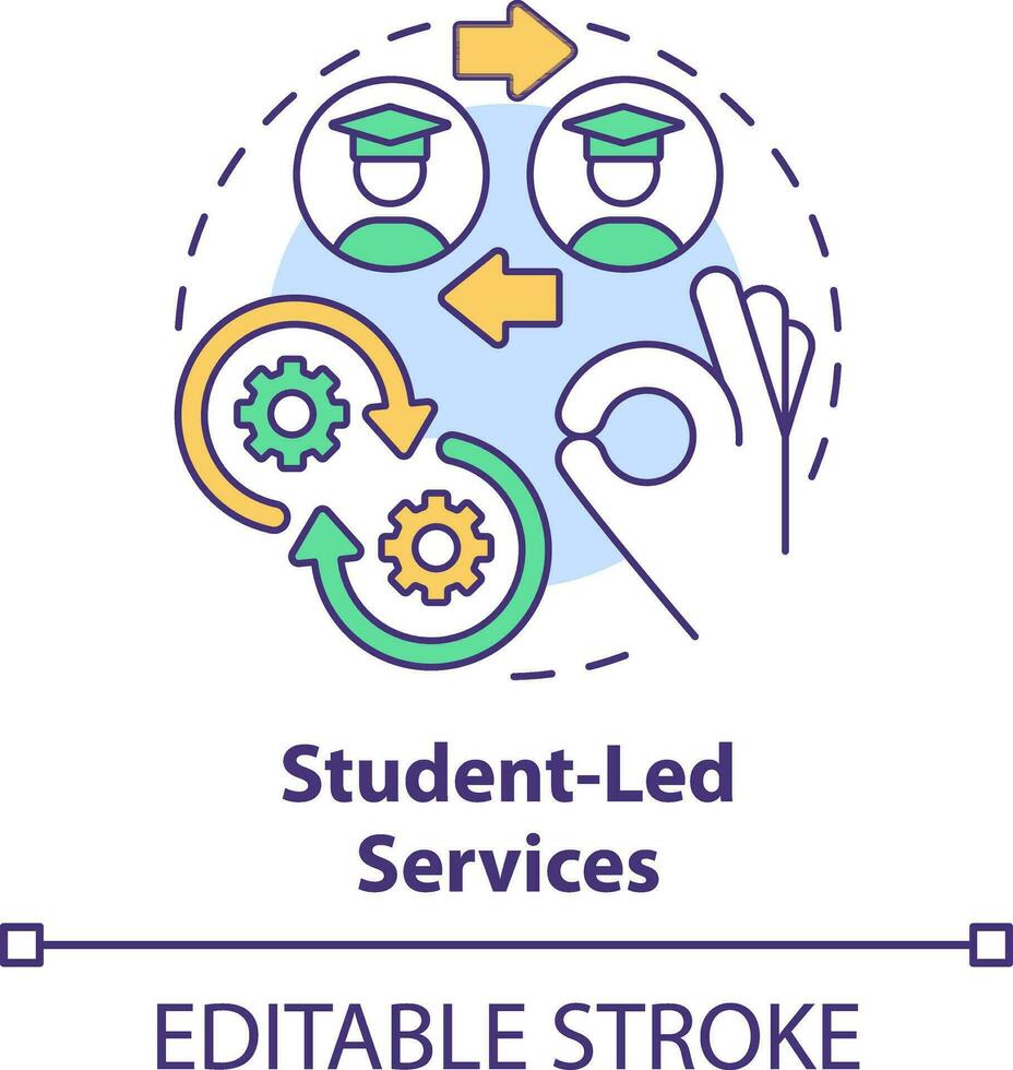 Student-led services concept icon. Where to get help abstract idea thin line illustration. Personal development. Isolated outline drawing. Editable stroke vector