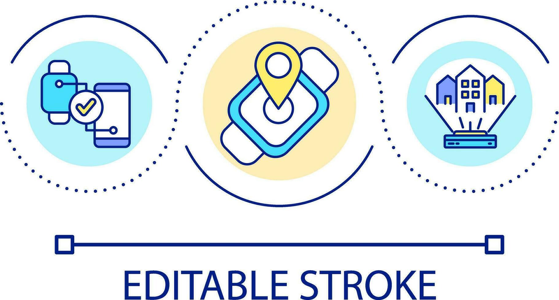 Synchronization of mobile devices loop concept icon. Navigation and visualization vis gadgets abstract idea thin line illustration. Isolated outline drawing. Editable stroke vector