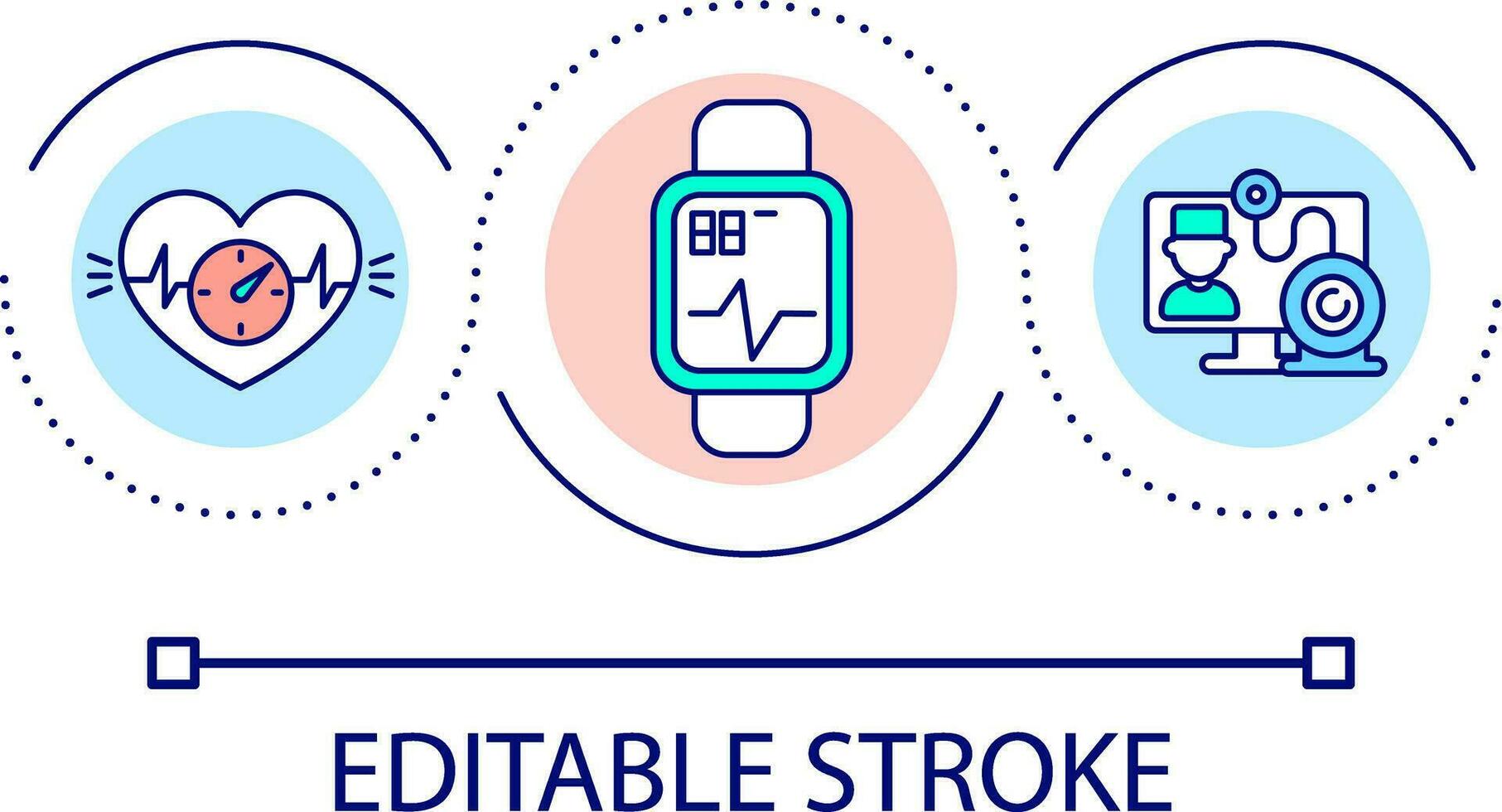 Personal healthcare device loop concept icon. Digital patient monitoring. Medical data collecting abstract idea thin line illustration. Isolated outline drawing. Editable stroke vector
