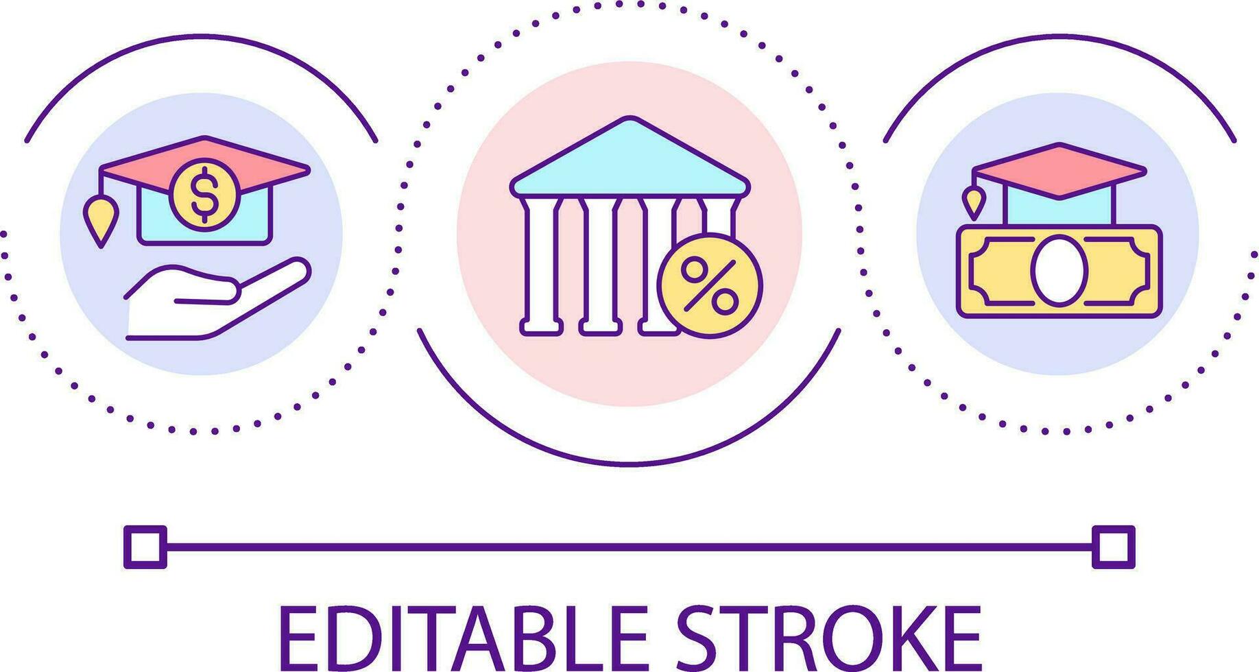 Federal student loans loop concept icon. Financial support of students. Payment for education abstract idea thin line illustration. Isolated outline drawing. Editable stroke vector