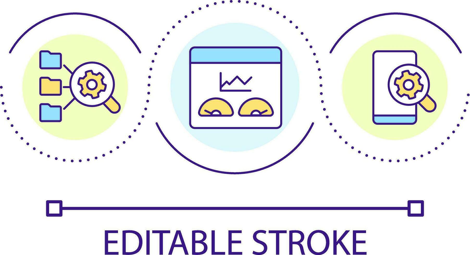 Automated data analysis loop concept icon. Computer system. Analysis. Research and analytics abstract idea thin line illustration. Isolated outline drawing. Editable stroke vector