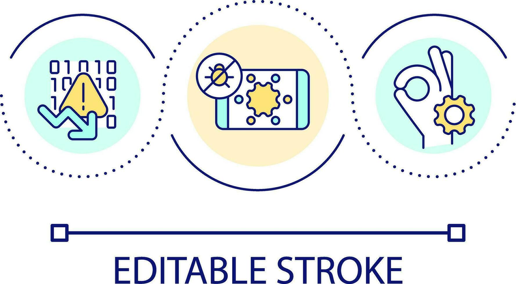 Code bugs detection loop concept icon. Programming. Software development. System optimization abstract idea thin line illustration. Isolated outline drawing. Editable stroke vector