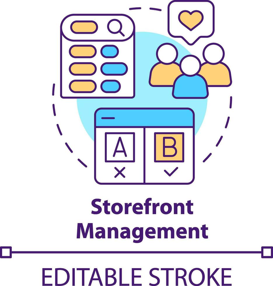 Storefront management concept icon. Online shop management service abstract idea thin line illustration. Isolated outline drawing. Editable stroke vector