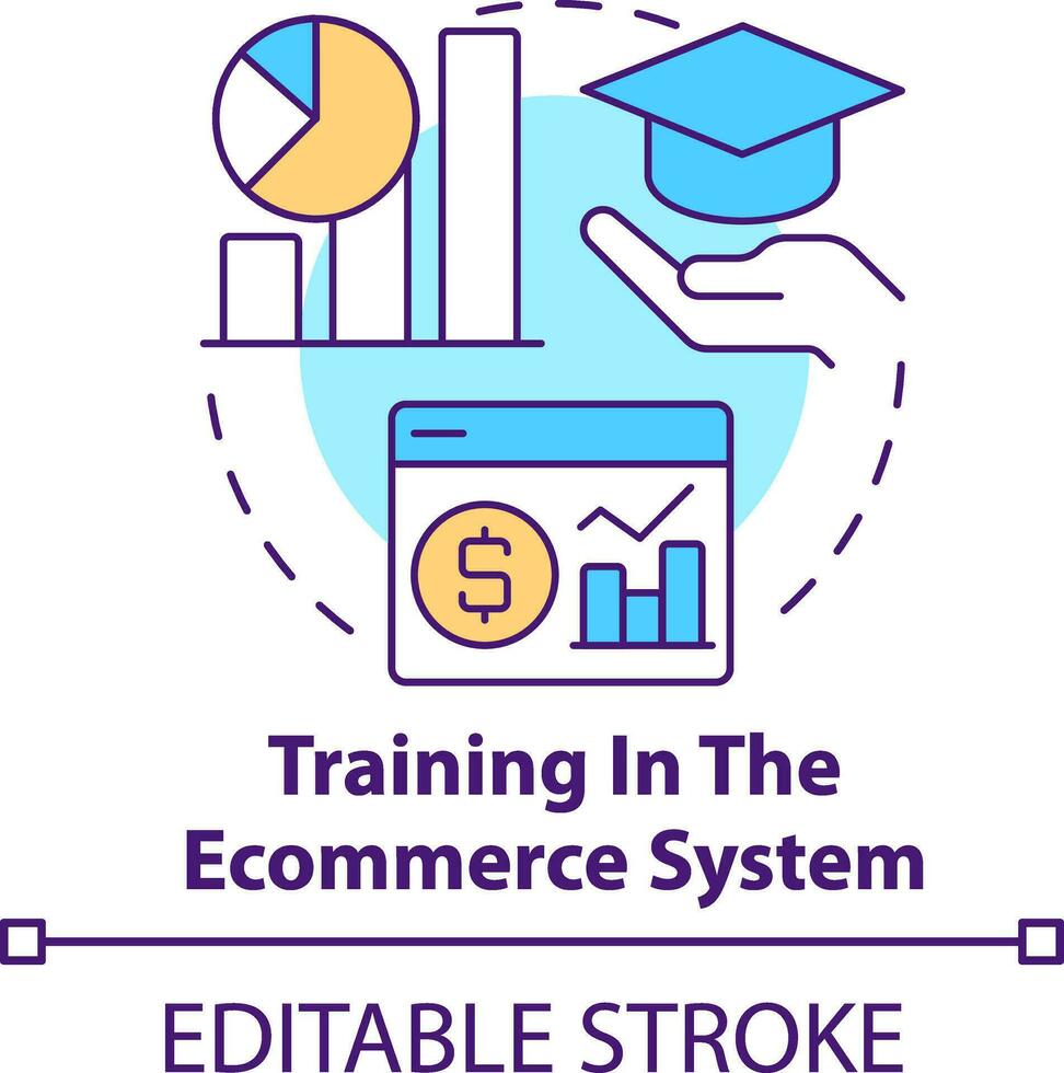 Training in ecommerce system concept icon. Online shop management service abstract idea thin line illustration. Isolated outline drawing. Editable stroke vector